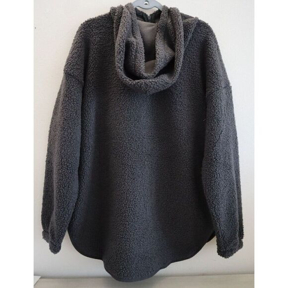 Old Navy 470807-01 Women's Sz M Panther/Dark Gray Sherpa Half Zip Tunic Hoodie - Picture 2 of 6